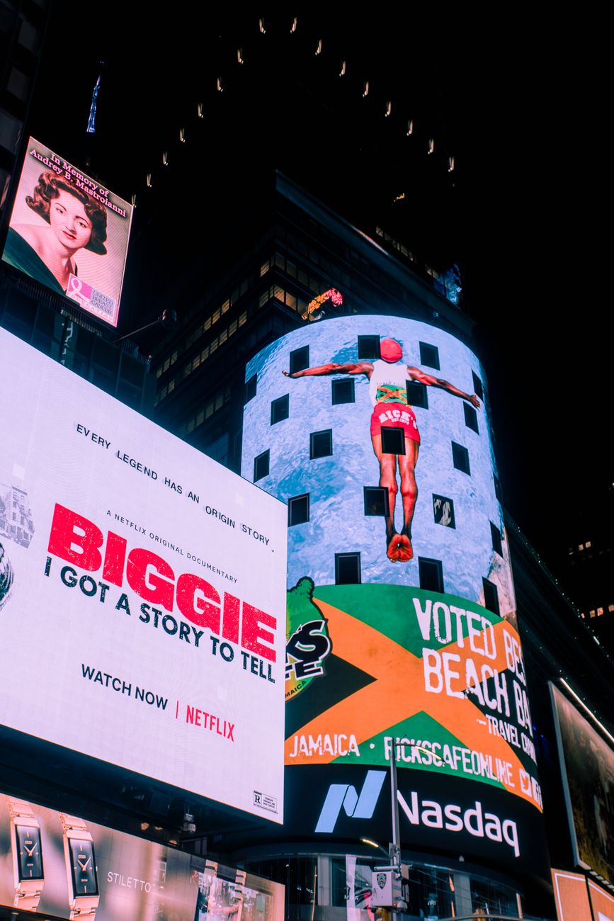 billboard signages in a city at night